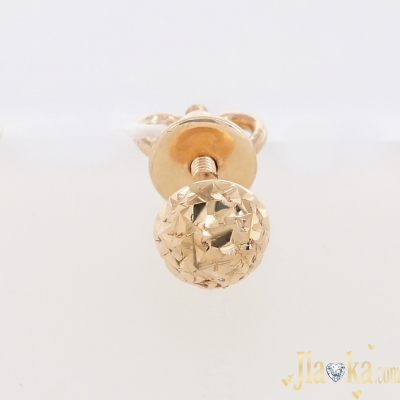 Золотая серьга-пусета в одно ухо с алмазной гранью Пэг
