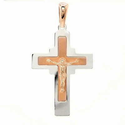 Золотий православний хрестик із білим розп'яттям